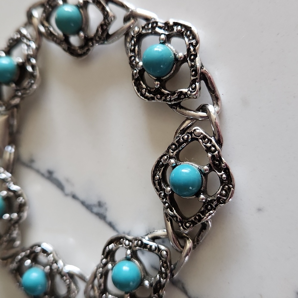 Vintage Sarah Coventry Bracelet Silver and Turquoise - Picture 2 of 4